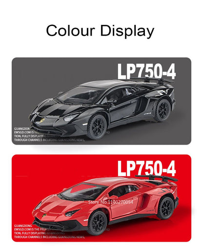 1:32 Divo Alloy Lambor LP750 Modelo de Brinquedo Carro Fundido Porta Aberta com Luz de Som Puxar Para Trás Carros Esportivos em Miniatura Presente para Meninos