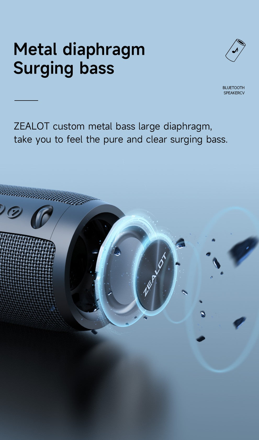 Zealot-S51Pro High-power Bluetooth Speaker 40W 3D Stereo Bass Bluetooth Speaker Portable IPX5 Waterproof Suitable TWS Boom Box