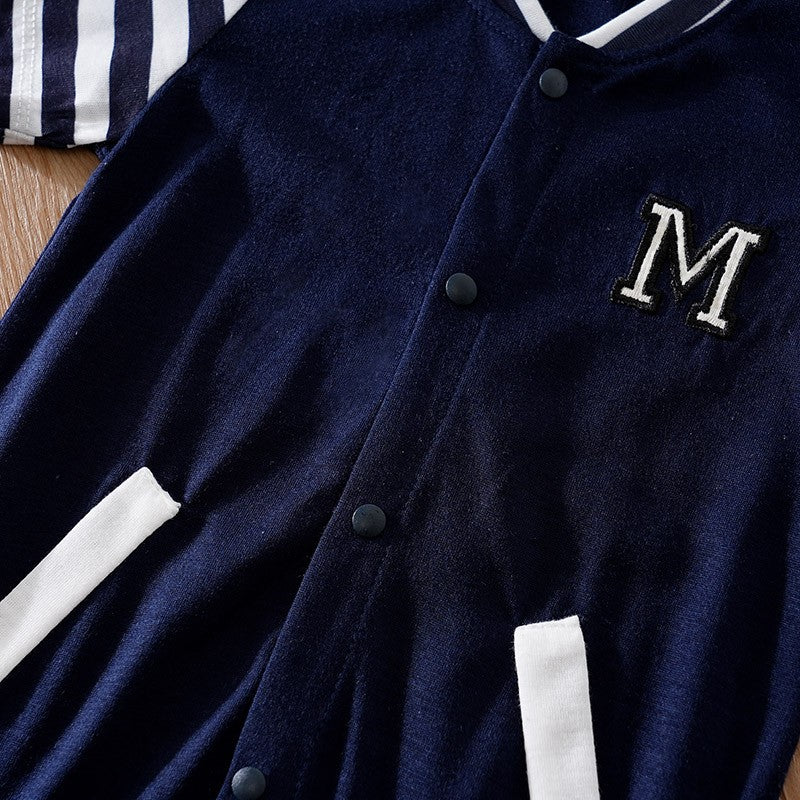 0-18 Baby Jumpsuit Casual Letter Embroidery For Comfortable And Soft Boys And Girls Summer Short Sleeved Newborn Clothes