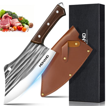 MDHAND High-carbon Stainless Steel Kitchen Knife Handmade Forged Chef  Knife Bone Chopper Traditional Cleaver Slicing Knife