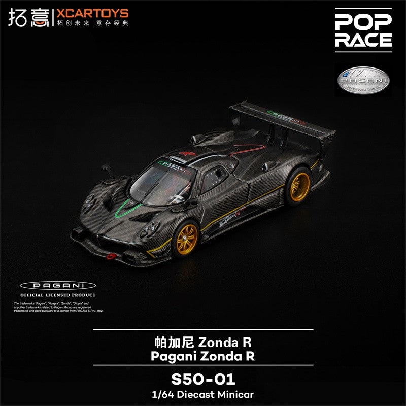 Pré-venda Xcartoys x POP RACE 1:64 Pagani Zonda R Carbon Edition Coleção de Miniaturas de Carros Die-Cast