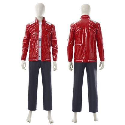 Red Zipper Michael Jackson MJ Beat It Jacket for Impersonators PU Leather Punk Casual Coat Halloween Stage Christmas Outwear Cos