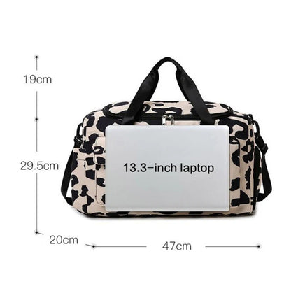 Travel Bag Women's Handbag Leopard Zebra Camouflage Waterproof Large Pull Rod Boarding Fitness Dry Wet Separation Luggage Bag