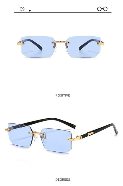 Óculos de Sol da Moda Sem Aro Masculino Feminino Populares Sem Armação Óculos de Sol Masculino Feminino Clássico Pequeno Quadrado Verão Viagem Sombras