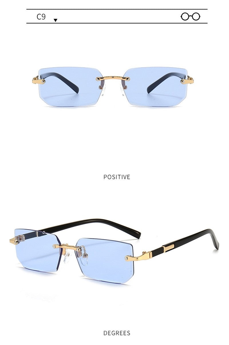 Óculos de Sol da Moda Sem Aro Masculino Feminino Populares Sem Armação Óculos de Sol Masculino Feminino Clássico Pequeno Quadrado Verão Viagem Sombras