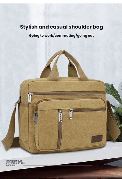 Fashionable Men's Shoulder Bag, Large Capacity Canvas Crossbody Bag, Casual Handbag, Suitable for Business, Daily Commuting, Etc