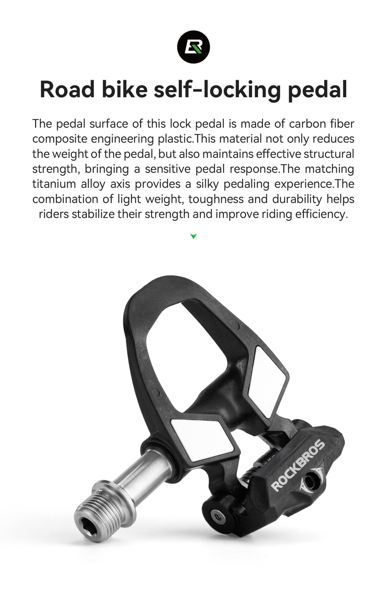 ROCKBROS Bicycle Pedals Lightweight Carbon Fiber Self-Locking Pedals With Cleats SPD Waterproof Sealed Bearing Road Bike Pedals