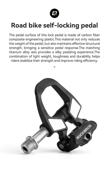 ROCKBROS Bicycle Pedals Lightweight Carbon Fiber Self-Locking Pedals With Cleats SPD Waterproof Sealed Bearing Road Bike Pedals
