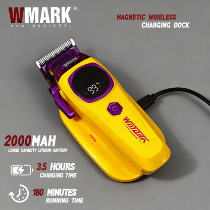WMARK NG 8004 Professional Electric Hair Clipper 9000RPM Purple Fade Blade Wireless Charging 2000mAh Barber Shop Trimmer Machine