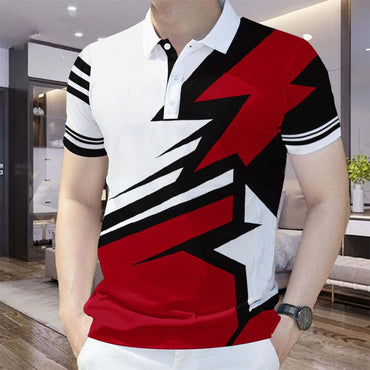2025 Colorful 3D Printed Stripes Pattern Men's Polo Shirt For Men Short Sleeve Tees Summer Sport Lapel Tops Oversized T-Shirts