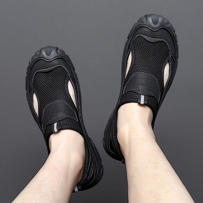 Outdoor Trendy Sandals Summer Mesh Hollow Casual Outerwear Shoes Men's Breathable Sports Shoes Beach Sandals New