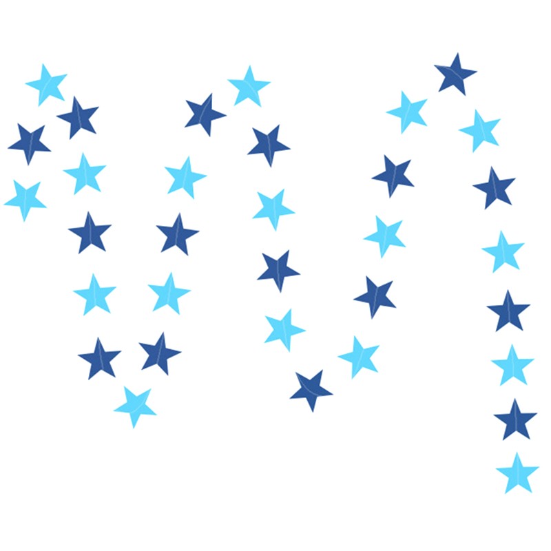 4M Paper Glitter Gold Blue Moon Star String Garland Hanging Banner Wall Party Decorations for Eid Mubarak Wedding DIY Decoration