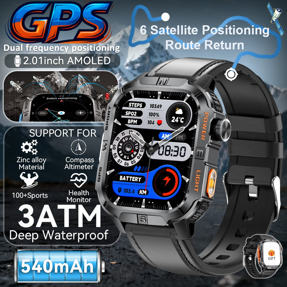 2026 New Millitary Grade GPS Position 2.01"Smart Watch Men 3ATM Waterproof Compass 540mAh Bluetooth Call Sports Smartwatches IOS