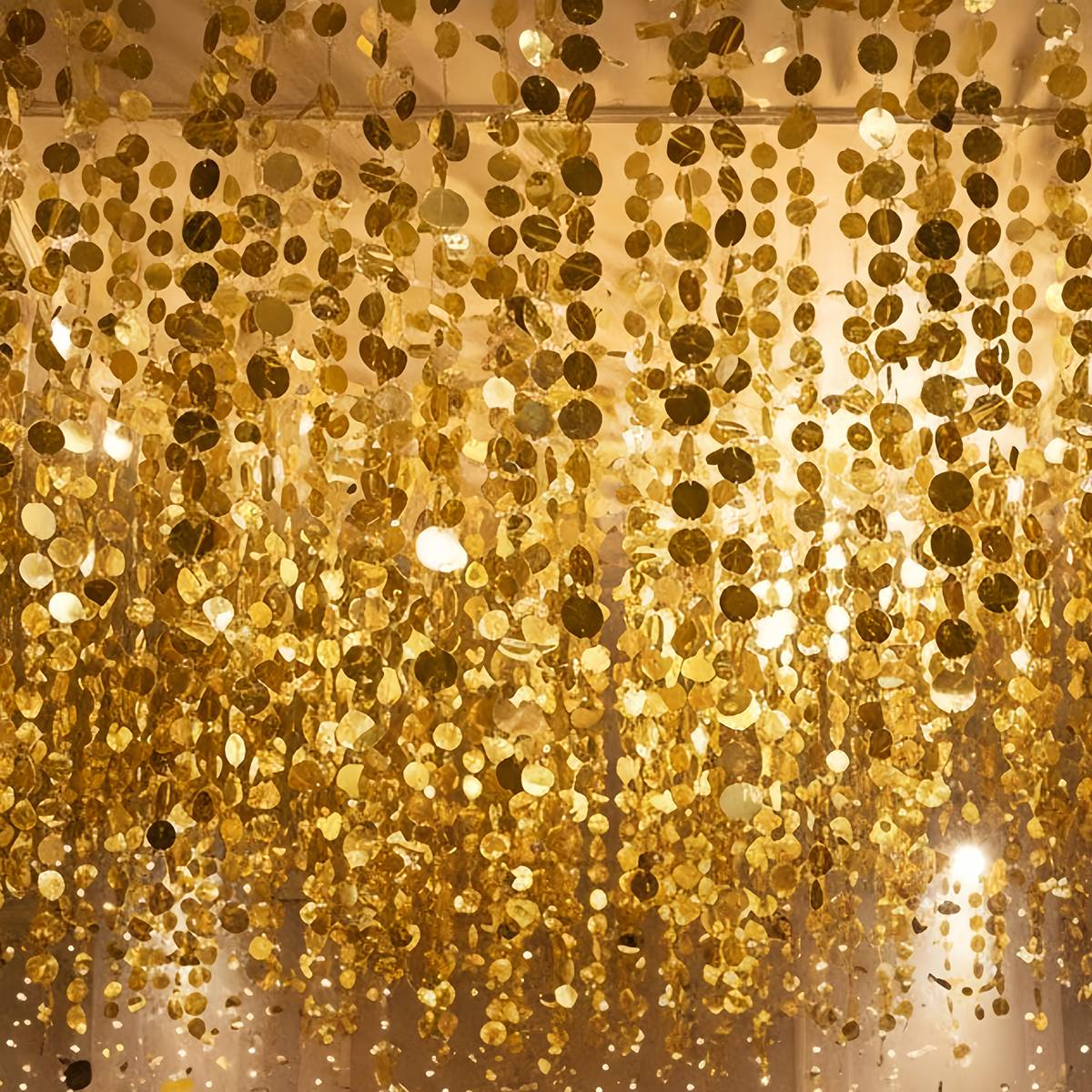 Shimmer Golden Sequin Curtain Backdrop Sparkly Glitter Hanging Decorations for Weddings Party Porch Decor & Holiday Celebrations