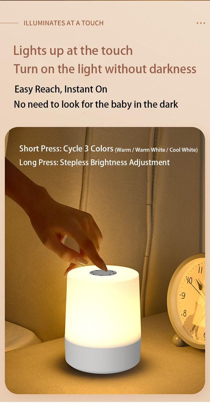 Touch Night Lamp USB LED Lamp Touch Control Switch Rechargeable Three Colors Lights Bedroom Portable Table Bedside Night Lamp