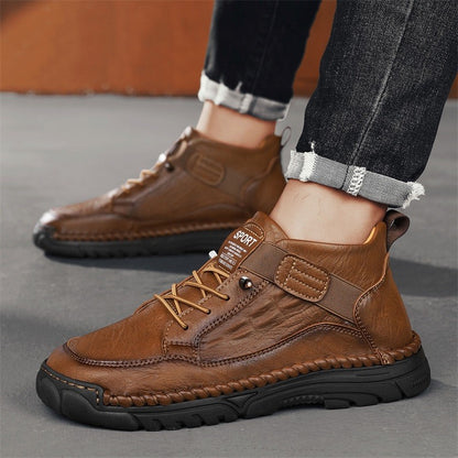 Italian Men's Outdoor Walking Boots Casual Leather Comfy Designer Driving Flats Fashion Vintage Handmade Thick Bottom Sneakers