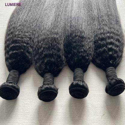 Pacotes de Cabelo Humano Liso Kinky Yaki 100% Cabelo Humano Virgem Puro Brasileiro Extensões de Cabelo em Promoção/Liquidação