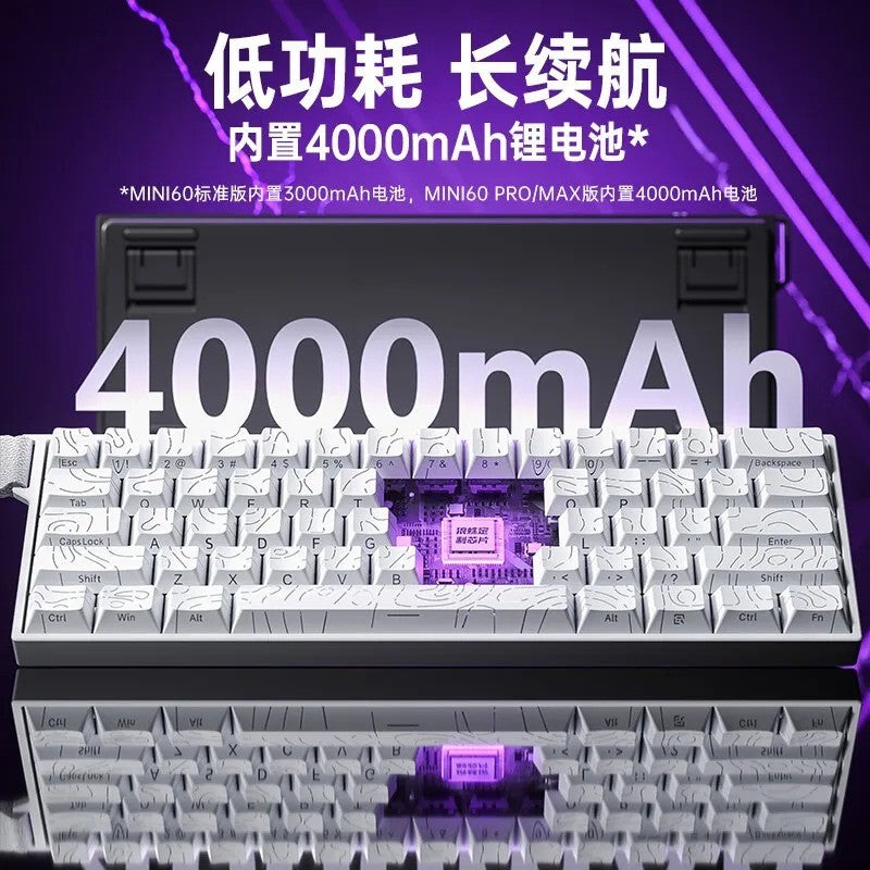 Teclado Magnético AULA MINI 60HE Pro Series Três Modos para Jogos E-sports RGB RT0.01mm Taxa de Varredura 8K Bateria de 4000mAh