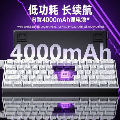 Teclado Magnético AULA MINI 60HE Pro Series Três Modos para Jogos E-sports RGB RT0.01mm Taxa de Varredura 8K Bateria de 4000mAh