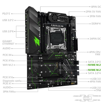 Kit de placa-mãe MACHINIST X99 MR9A PRO LGA 2011-3 Processador Xeon E5 2680 V4 Memória RAM DDR4 2x8GB 2133MHZ Nvme M.2 ATX