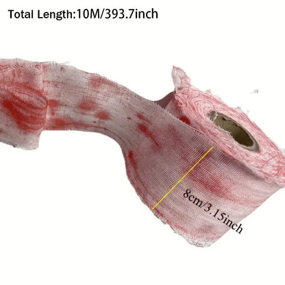 10M Artificial Blood Bandage Cloth Halloween Scary Decoraton Terror Theme Party Cosplay Props Home Garden DIY Decor Supplies