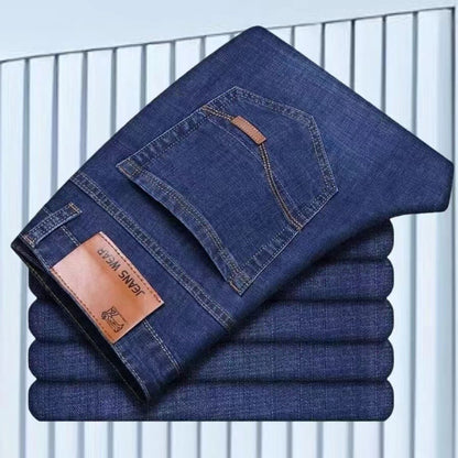 2025 NOVOS Jeans Masculinos da Moda Business Estilo Clássico Casual Elástico Slim Calça Jeans Marca Masculina Calças Jeans Preto Azul
