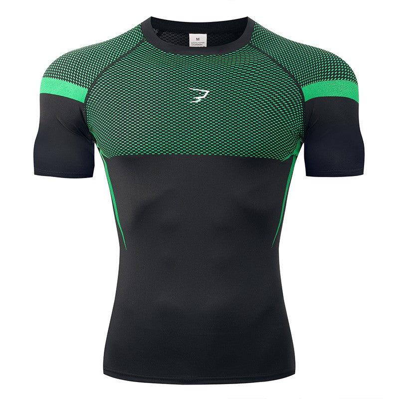 Men's Gym Compression Running Shirt Tight Short Sleeve Sports T-Shirt Fitness Training Workout Breathable Homme Athletic Shirt