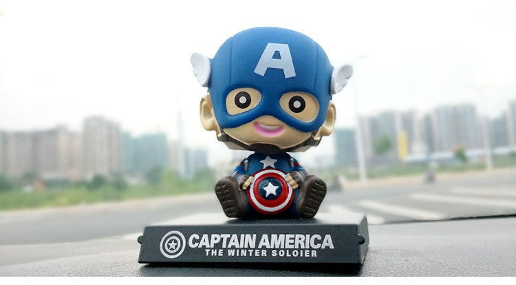 Versão Q do Boneco Batman Toy Figures Desenho Animado Bobble Head Enfeites de Carro Os Vingadores da Marvel Boneco do Capitão América Homem-Aranha