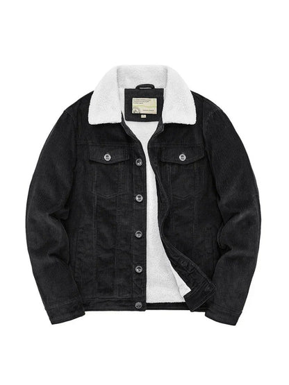 Male Cotton Jackets Padded Warm Loose Parka Coat Corduroy Short Jacket Man Solid Fur Collar Windbreaker Winter Men Fleece Jacket