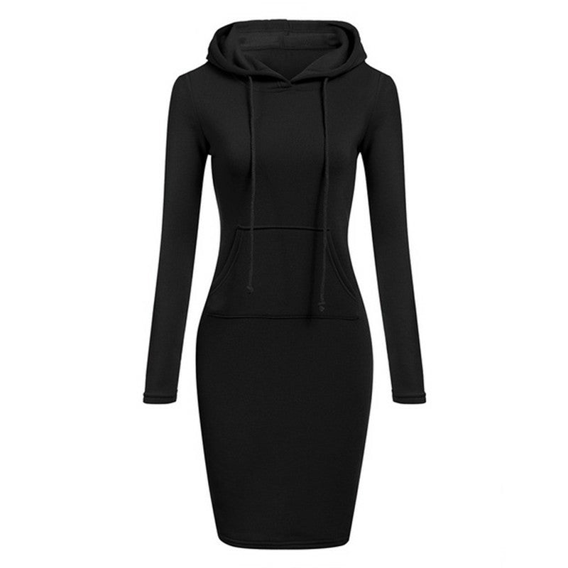 Fashion Sweatshirt Dresses Women's Pocket Hooded Casual Dresses Mini Dresses