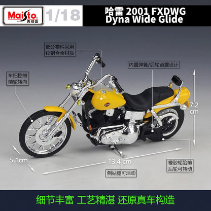 Maisto 1:18 Harley 2001 FXDWG Dyna Wide Glide Moto de Metal Diecast Modelo de Brinquedo Coleção Mini Moto Presente