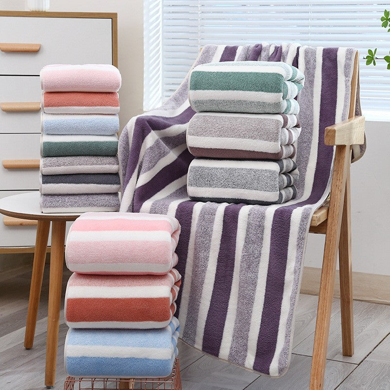 2pcs Thickened Towel Bath Towel Setstrong Absorbentfast Dryingnon-Lintingdurableideal For Family Usebeach Essentials