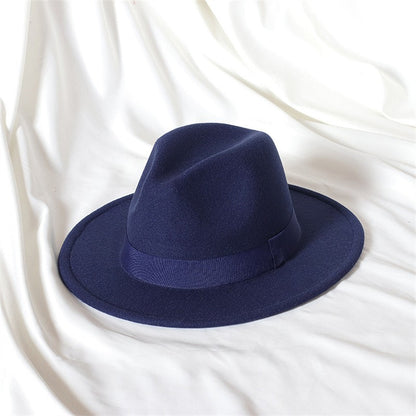 Leather Pink Fedora Wide brimmed Jazz Hat Autumn/Winter Classic Elegant Panama Hat Gentleman Hat Wholesale Sombrero