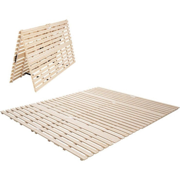 Wood Half-Fold-Type Slatted Bed for Floor Futon Mattress Franco-Tower, Unpainted Paulownia  Floor Sleep Bedding