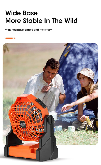 2024 New 7800 mA High-Capacity Portable Fan Rechargeable Desk Camping Fan with LED Light and Hook Outdoor Fan for Tent Car Trip