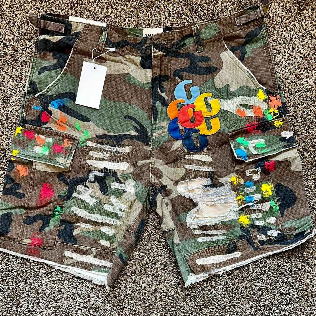 Retro Camouflage Cargo Denim Shorts Y2K Jeans Mens Pocket Embroidery Baggy Shorts Low Waist Over The Knee Pants Casual Shorts