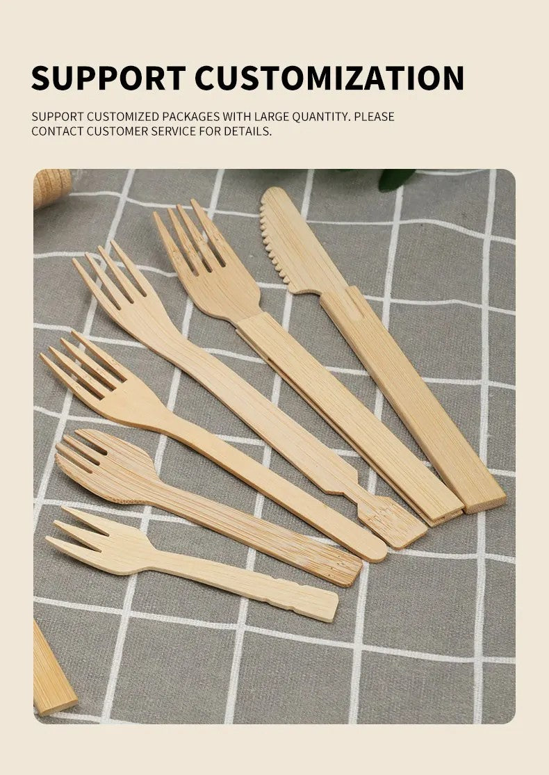 50/100Pcs Bamboo Spoon Fork Knife Natural Disposable Bamboo Tableware Set Forks Spoons Knives Party Wedding Bamboo Tableware