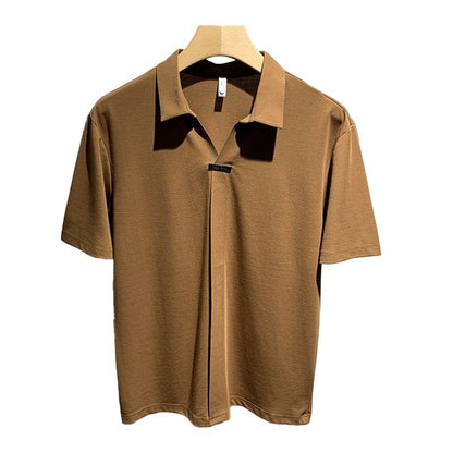 New Handsome Fashionable Casual Thin Lapel Short-sleeved Shirt for Men in Summer Trendy High-end Men's Shirt