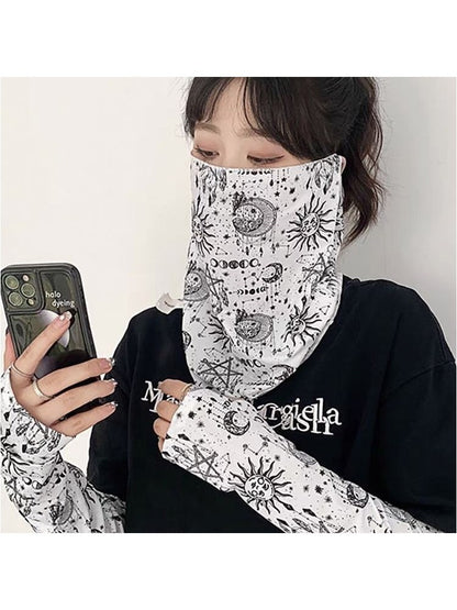 2025 Ear Hanging Sunscreen Mask for Men, Full Face Cashew Sunscreen with Perforated Neck Protection, Riding Face Towel for Moto