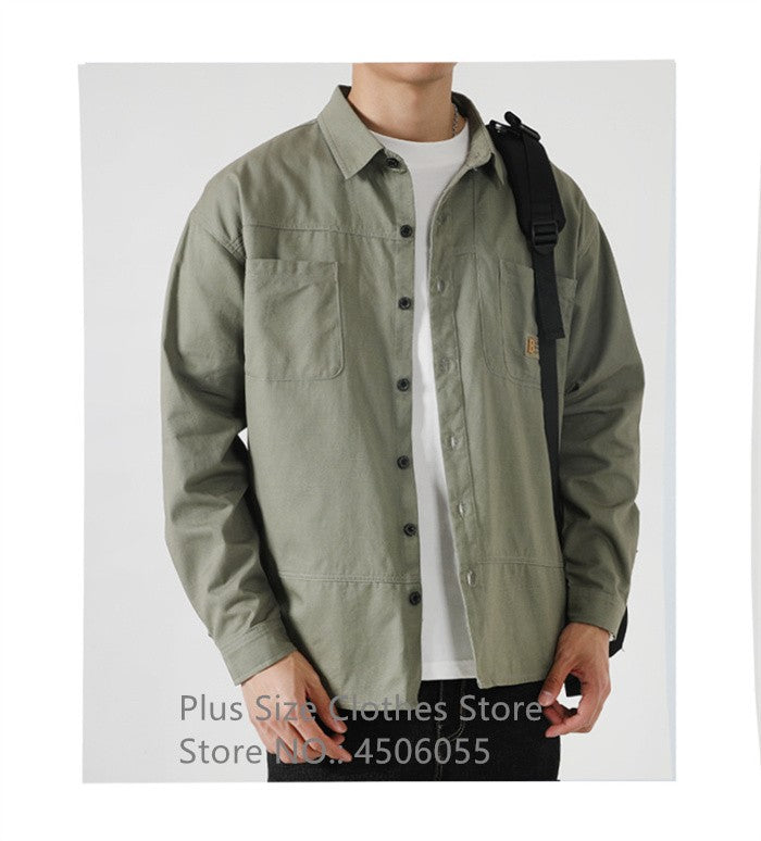 Loose Casual Boys Shirts Outdoor Long Sleeve Army Green Cotton 7XL 8XL 9XL 10XL 150KG Plus Size Cargo Blouses Black Men Clothes