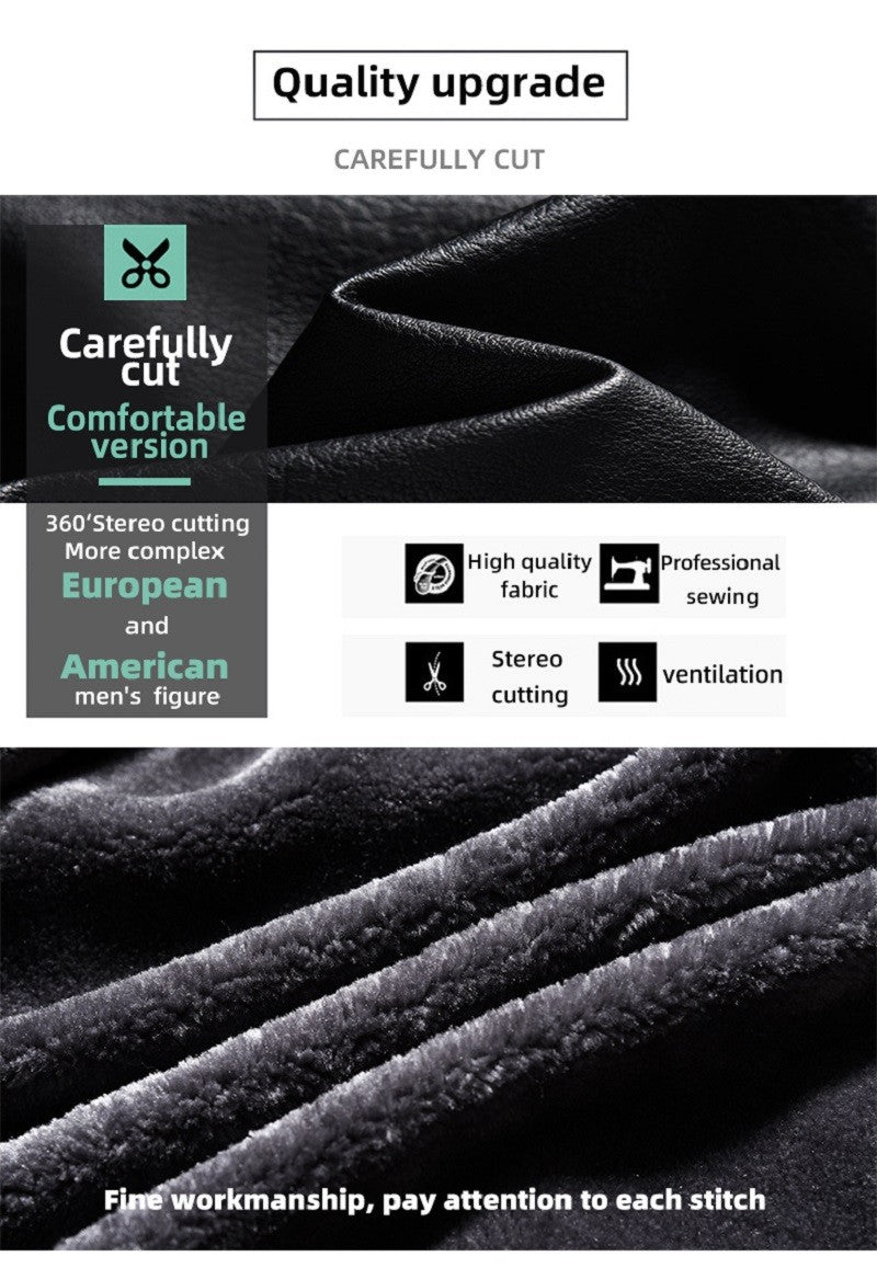 2024 Men Faux Leather Jacket High Quality Casual Zipper Fleece Warm Coats Winter Men Vintage Motorcycle Leather Jacket Men S-4Xl