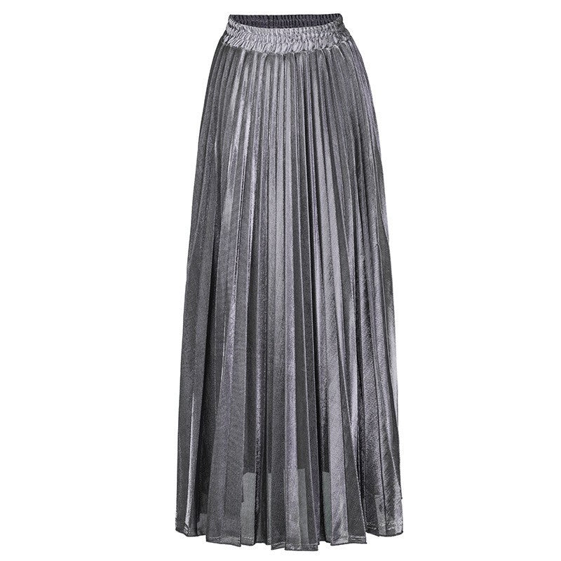 Check Skirt Pleated Maxi Skirt High Waist Harajuku Large Swing Gold Long Skirts For Women  XXL Saias