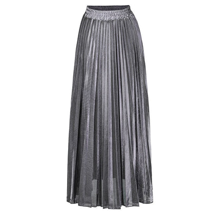 Check Skirt Pleated Maxi Skirt High Waist Harajuku Large Swing Gold Long Skirts For Women  XXL Saias