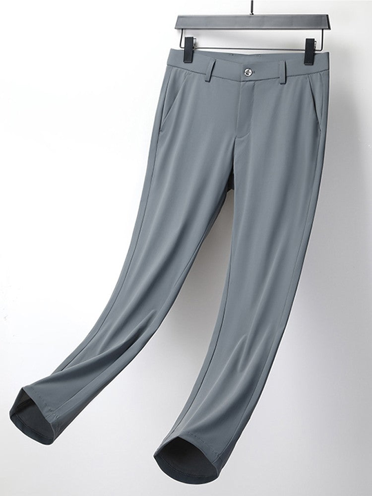 Summer Men's Casual Pants Korean Fashion Light Cool Ice Silk Stretch Golf Pants Slim Fit Suit Pants Male Office Formal Trousers
