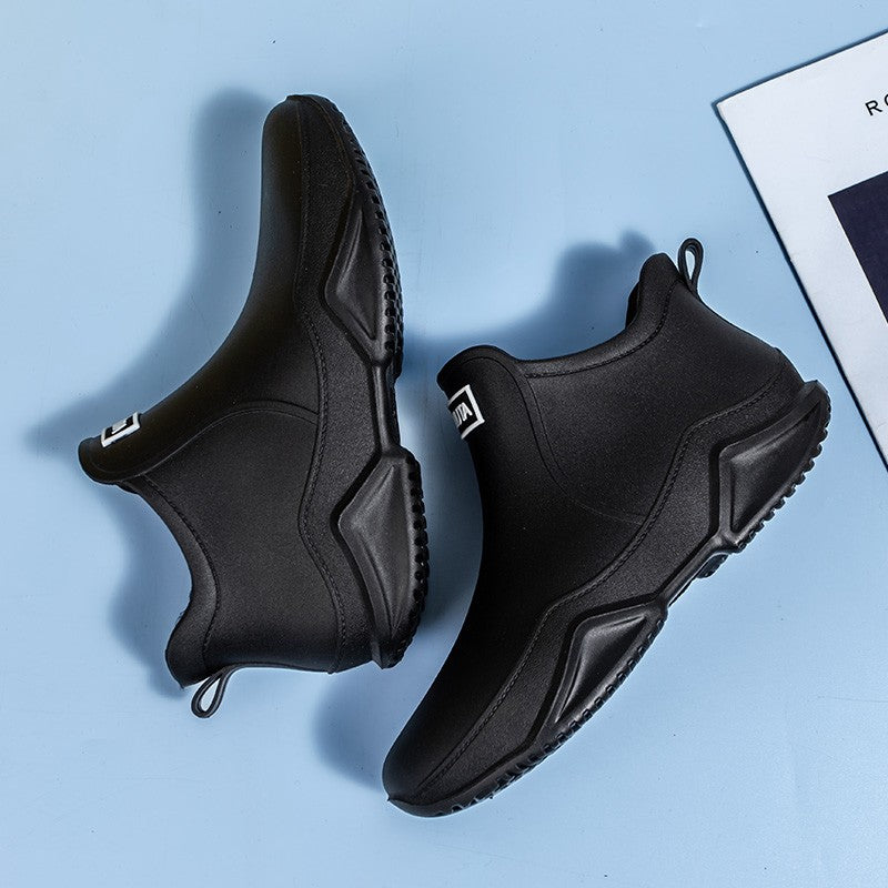 Men's and women's same short rain boots, couple's low cut anti slip water shoes, PVC wear-resistant rain boots, garden water boo