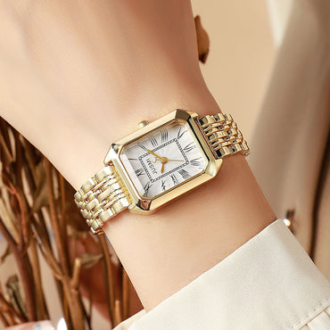 Light Luxury Fashion All-match Square Roman Graduated Quartz Women's Watch for Christmas and Halloween Holiday Gifts