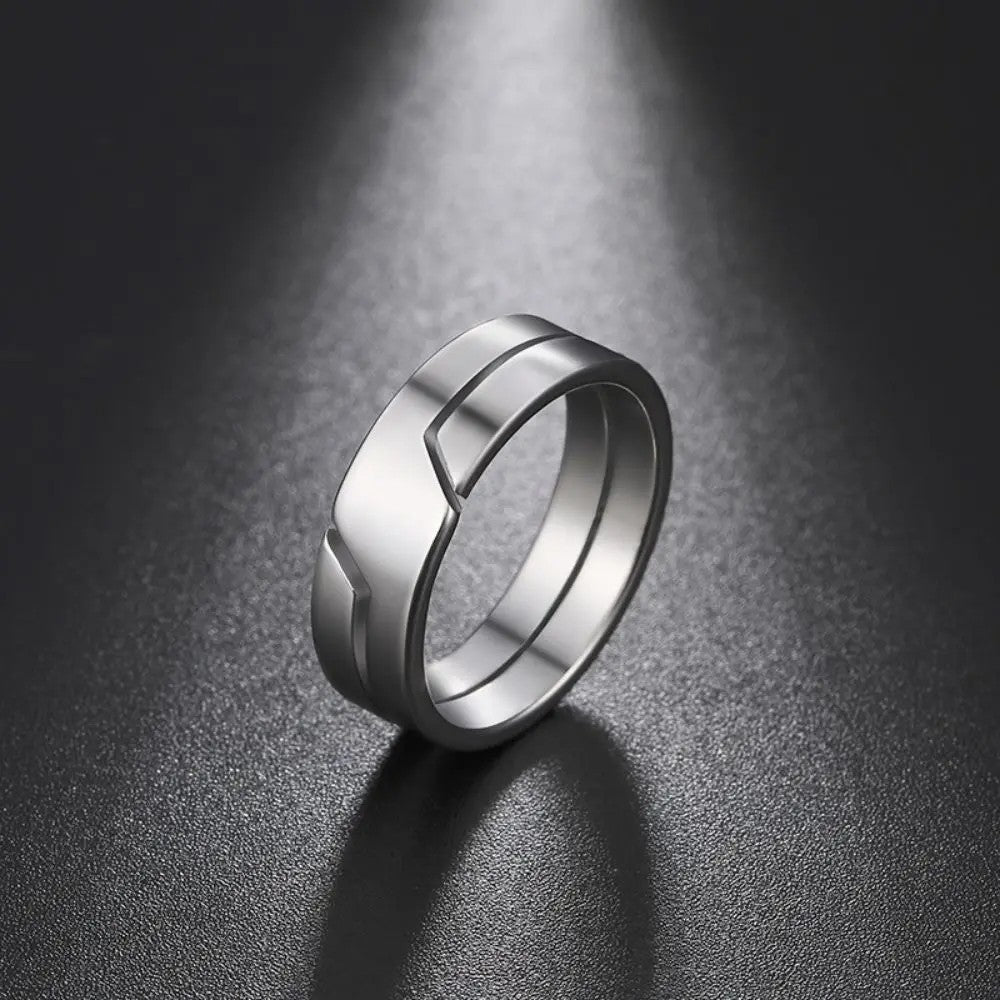 Anel de Casal em Aço Inoxidável Simples Moderno para Homens e Mulheres Anéis Casuais de Dedo Joias Presente de Noivado Aniversário