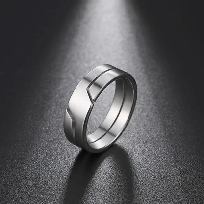 Anel de Casal em Aço Inoxidável Simples Moderno para Homens e Mulheres Anéis Casuais de Dedo Joias Presente de Noivado Aniversário