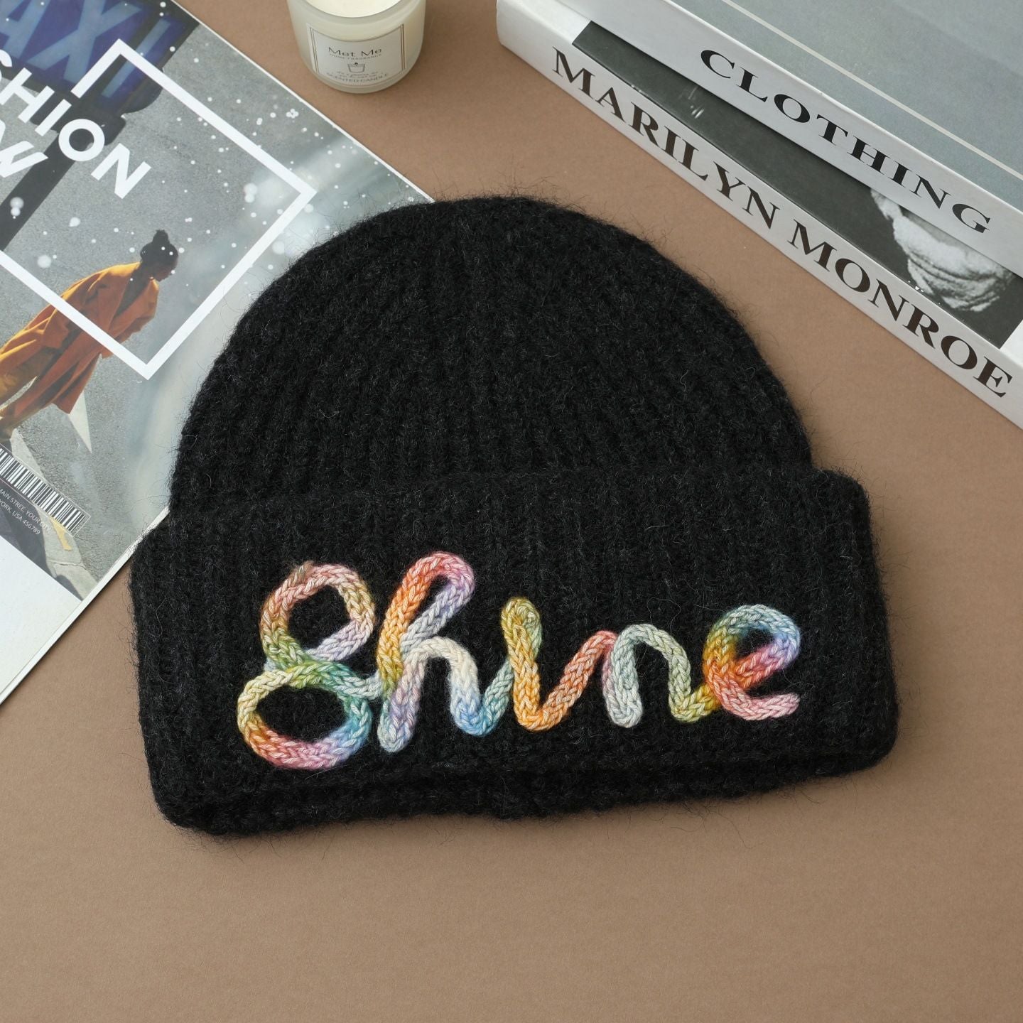 Vintage Embroidered Hats Letter Korean Version Knitted Hat for Autumn and Winter Warm Ear Protection Knitted Hats