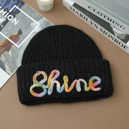 Vintage Embroidered Hats Letter Korean Version Knitted Hat for Autumn and Winter Warm Ear Protection Knitted Hats